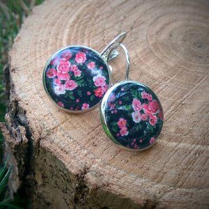 Lovely Roses Floral Cabochon Earrings